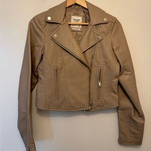 Abercrombie & Fitch Women's Brown Leather Biker Jacket